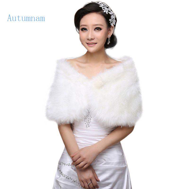 Autu ผ้าคลุมไหล่ ประดับไข่มุกเทียม สีขาว สําหรับเจ้าสาว