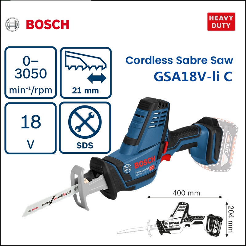 Bosch GSA เลื่อยไฟฟ้าไร้สาย 18V-Li C ขนาดเล็ก ชาร์จได้ สําหรับบ้าน DIY