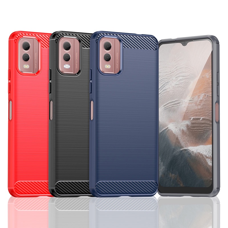 สําหรับ Nokia C32 Ultra Slim Brushed Texture เคส TPU นิ่ม กันกระแทก