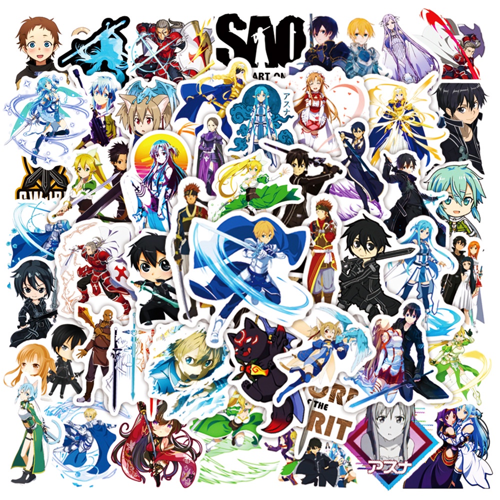 ❉ สติกเกอร์ Sword Art Online Series 05 สําหรับติดตกแต่ง ❉ สติกเกอร์ ลายการ์ตูนอนิเมะ SAO Kirigaya Kazuto Kirito Yuuki Asuna Asada Shino กันน้ํา สําหรับตกแต่ง DIY 50 ชิ้น ต่อชุด