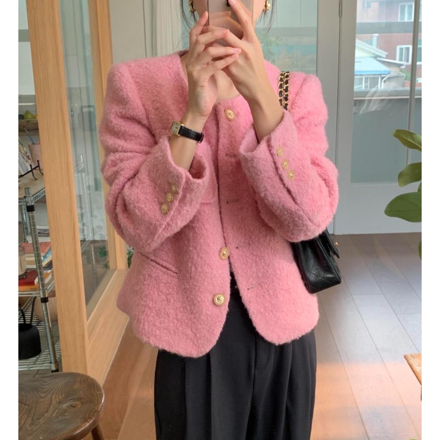 Suxi เสื้อแจ็กเก็ตแขนยาว กระดุมแถวเดียว ทรงหลวม แฟชั่นฤดูใบไม้ร่วง และฤดูหนาว สไตล์เกาหลีเรโทร สําหรับผู้หญิง