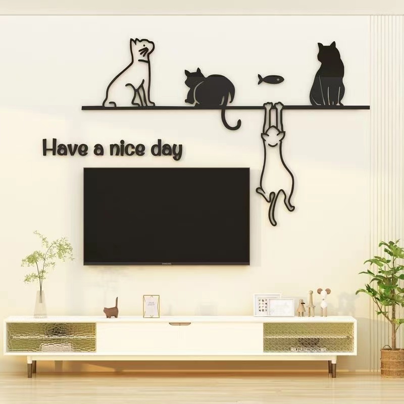 สติ๊กเกอร์อะคริลิค 3D แมว have a nice day