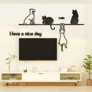 สติ๊กเกอร์อะคริลิค 3D แมว have a nice day