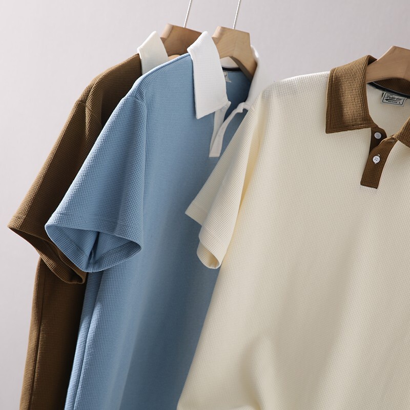 เสื้อโปโล แขนสั้น คอปก แฟชั่นสไตล์เกาหลี สําหรับผู้ชาย