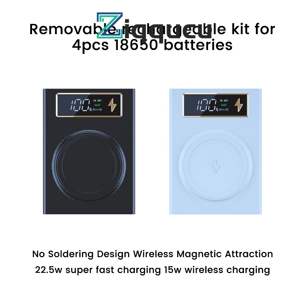 Ziqqucu เคสแบตเตอรี่ 4 ส่วน 18650 ถอดออกได้ พร้อมไฟฉาย DIY