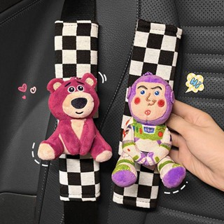 เข็มขัดนิรภัยในรถยนต์ที่หุ้มไหล่ตุ๊กตาการ์ตูนน่ารักคู่ป้องกั…