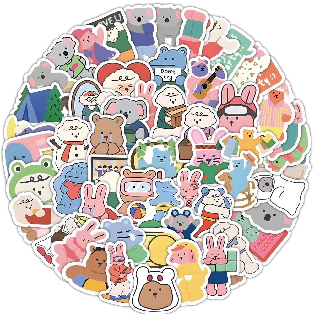 Lanlanstickersworld สติกเกอร์ ลายการ์ตูนหมีน้อยน่ารัก สไตล์เกาหลี สําหรับติดตกแต่งหมวกกันน็อค จักรยาน 100 ชิ้น