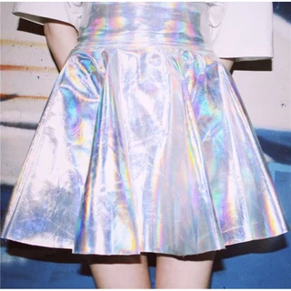 (จัดส่งทุกวัน) พร้อมส่ง Mini Hologram (XS-4XL) กระโปรงหนังโฮโลแกรม ทรงพลีทสั้น ใครสายปาร์ตี้ต้องจัด กีฬาสี กระโปรงกีฬ...