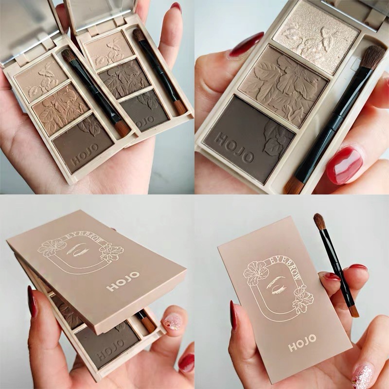 No.8113  HOJO EYE BROW POWDER ตลับเขียนคิ้ว 3in1 คิ้วฝุ่นอัดแข็ง 3 มิติ แถมแปรงปัดคิ้ว สไตล์เกาหลี ก