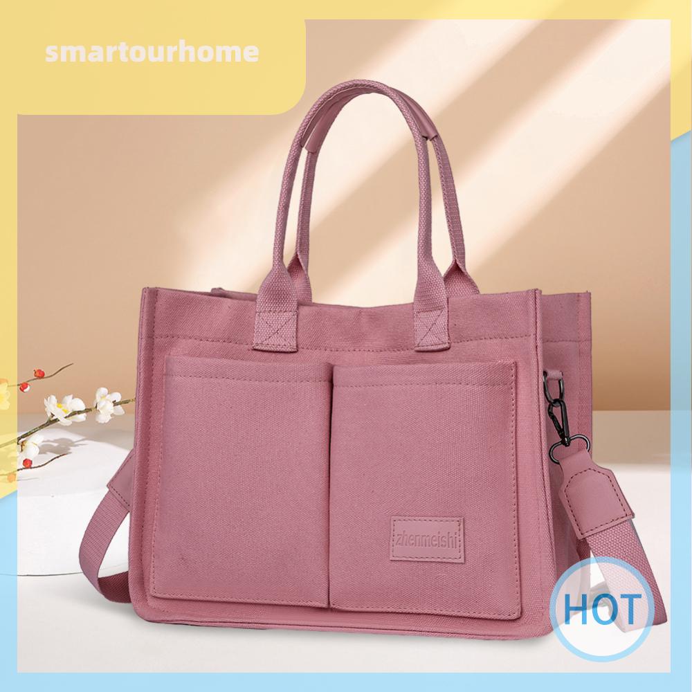 [smartourhome.th] กระเป๋าสะพายไหล่ ผ้าแคนวาส มีหลายช่อง ลําลอง เก๋ไก๋ สําหรับผู้หญิง