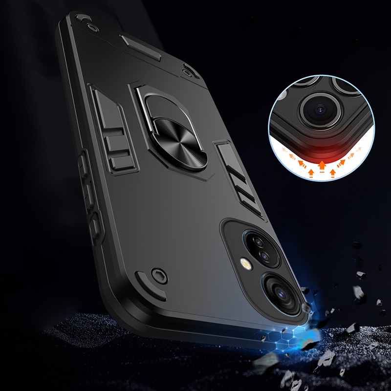 สําหรับ Tecno Spark 9T KH6 Hybrid กันกระแทกเกราะกรณีแหวนผู้ถือขาตั้ง