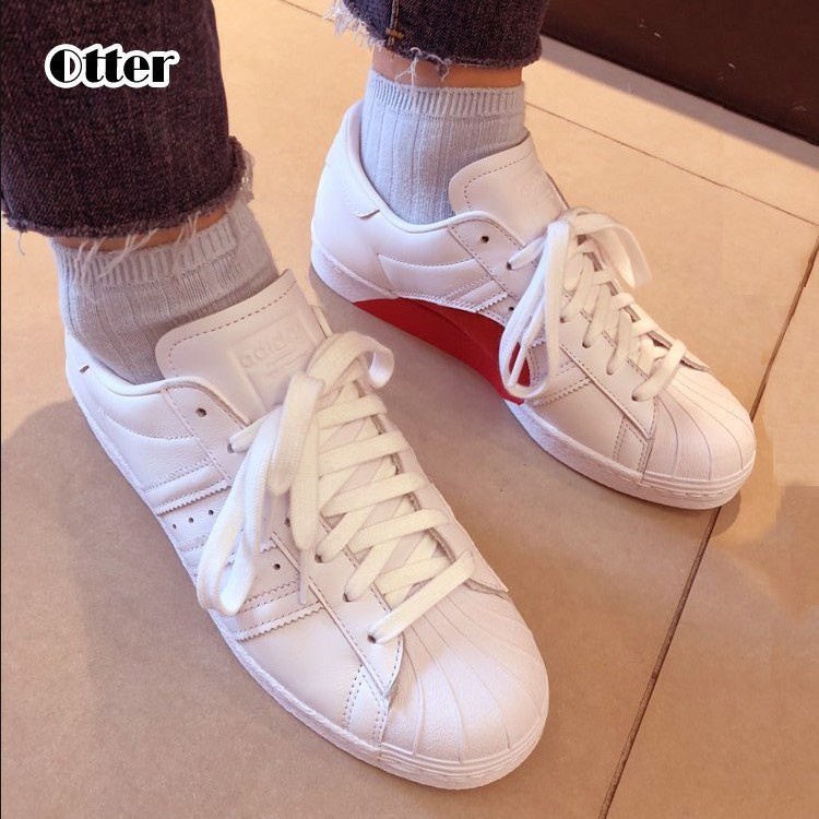【คู่รัก】สีขาว Adidas SUPERSTAR CQ3009 Limited Edition ของแท้ 100% รองเท้า free shipping