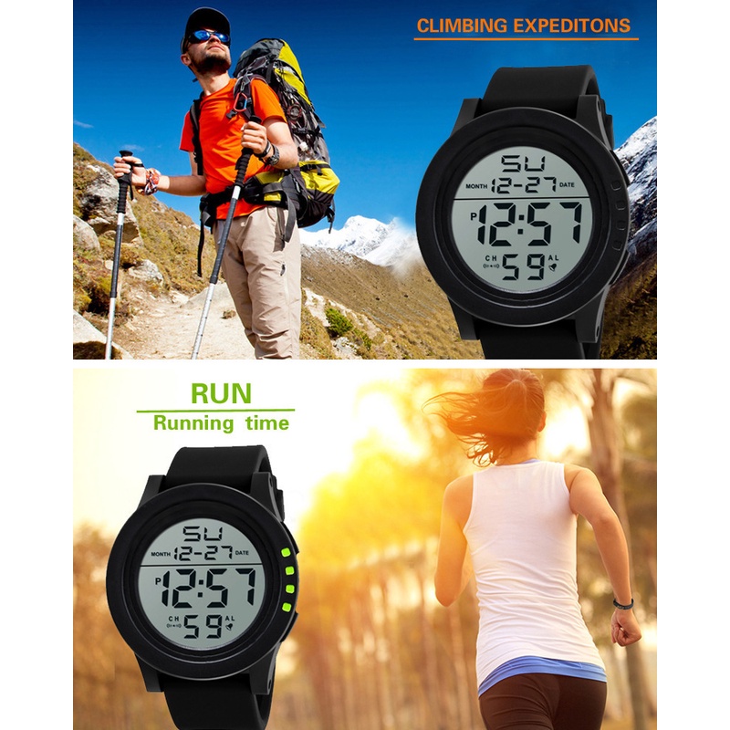 นาฬิกาข้อมืออิเล็กทรอนิกส์ สายซิลิโคน อเนกประสงค์ กันน้ํา หน้าปัดขนาดใหญ่ สําหรับผู้ชาย และนักเรียน