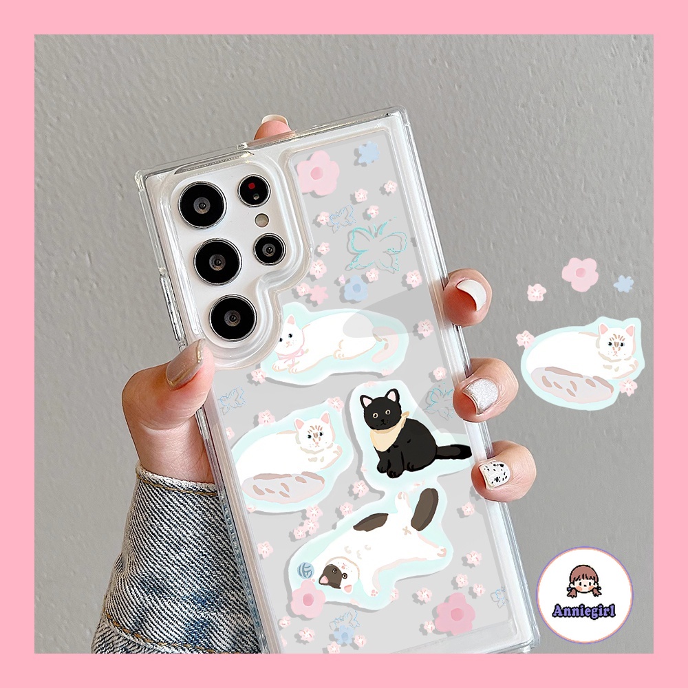 เคสโทรศัพท์มือถือแบบนิ่ม TPU ใส กันกระแทก ลายแมวน่ารัก สําหรับ SAMSUNG S21 S22 S23 S24 Plus S24 Ultra A12 M12 A13 S21 FE A54 A53-5G A50 A50s A30s