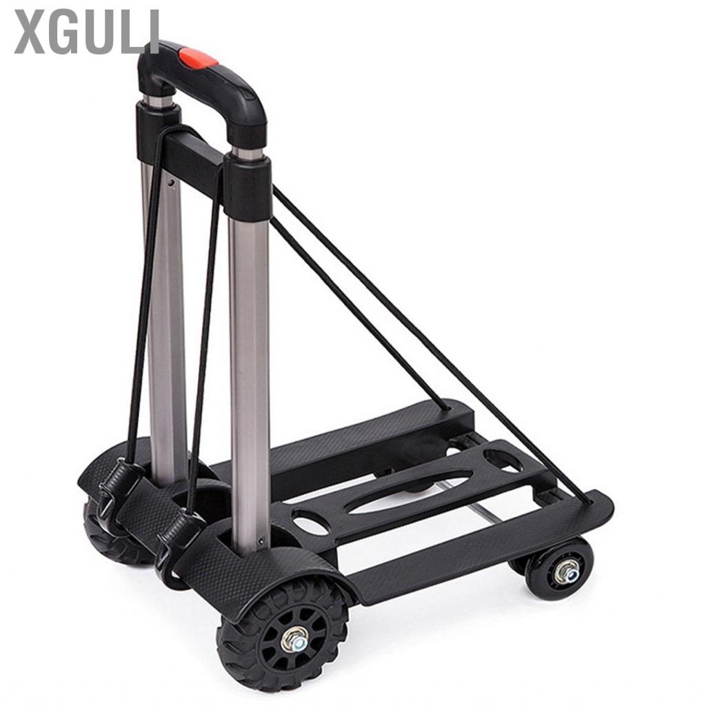 Xguli 4 Wheels Folding Trolley Aluminium Alloy Foldable Hand Truck Luggage Cart for Shopping Grocery