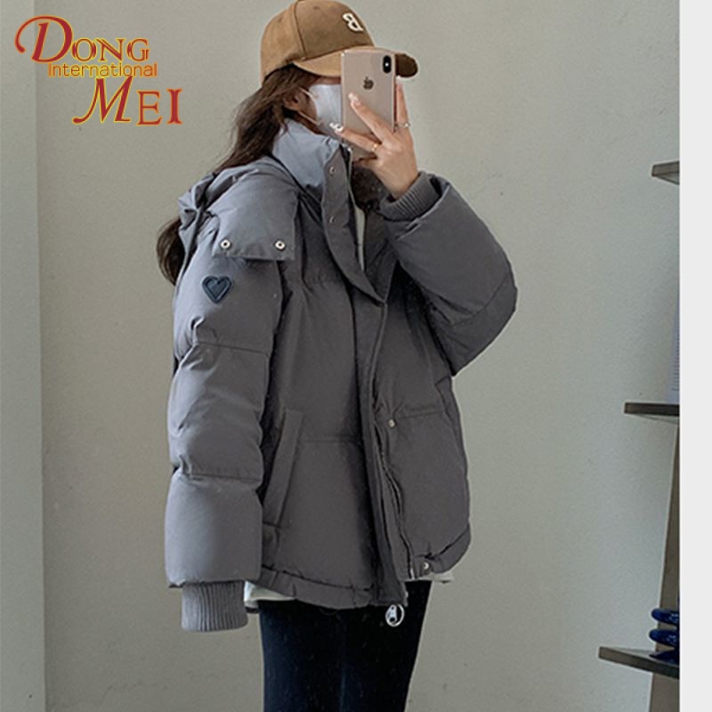 เสื้อแจ็กเก็ตลําลอง แบบหนา บุฟองน้ํา ทรงหลวม เข้ากับทุกการแต่งกาย แฟชั่นฤดูหนาว สไตล์เกาหลี สําหรับนักเรียน