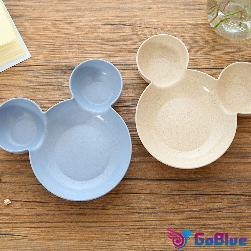 GoBlue การ์ตูนมิกกี้ปรุงรสจาน ชามแบ่ง 3 ช่อง จานใส่อาหาร จานผลไม้ Cartoon Mickey Plate