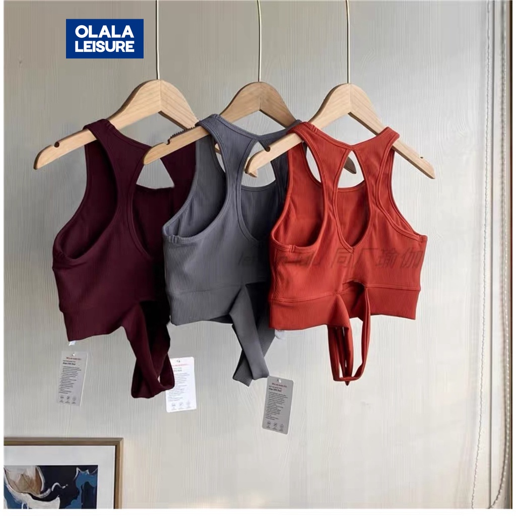 OLALA LEISURE ชุดชั้นในสปอร์ตบรา แต่งรูกลวง ถอดออกได้ สําหรับใส่ออกกําลังกาย เล่นโยคะ ฟิตเนส YG 2135
