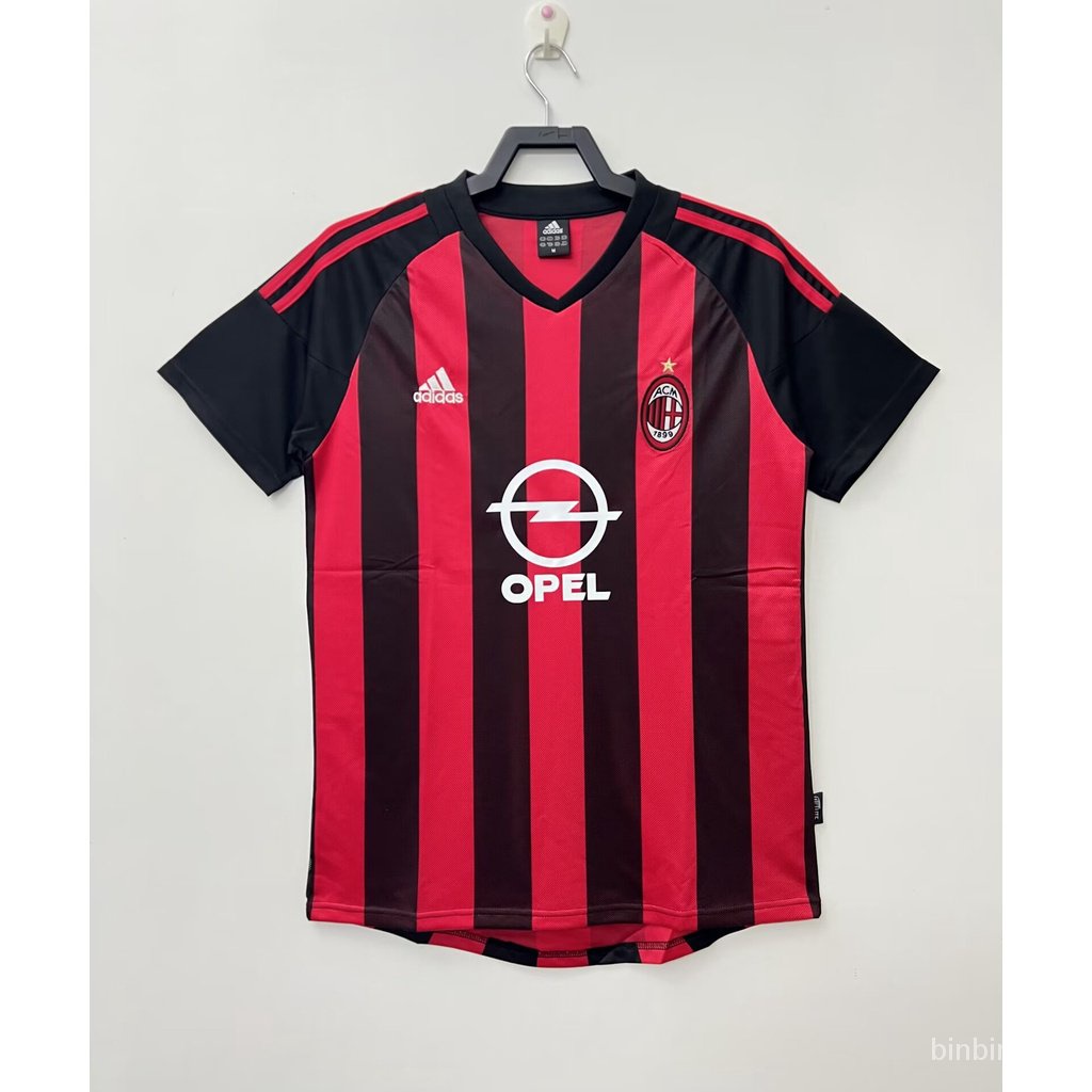 [Retro Version] ใหม่ เสื้อกีฬาแขนสั้น ลายทีมชาติฟุตบอล ac Milan 2002-2003 คุณภาพสูง