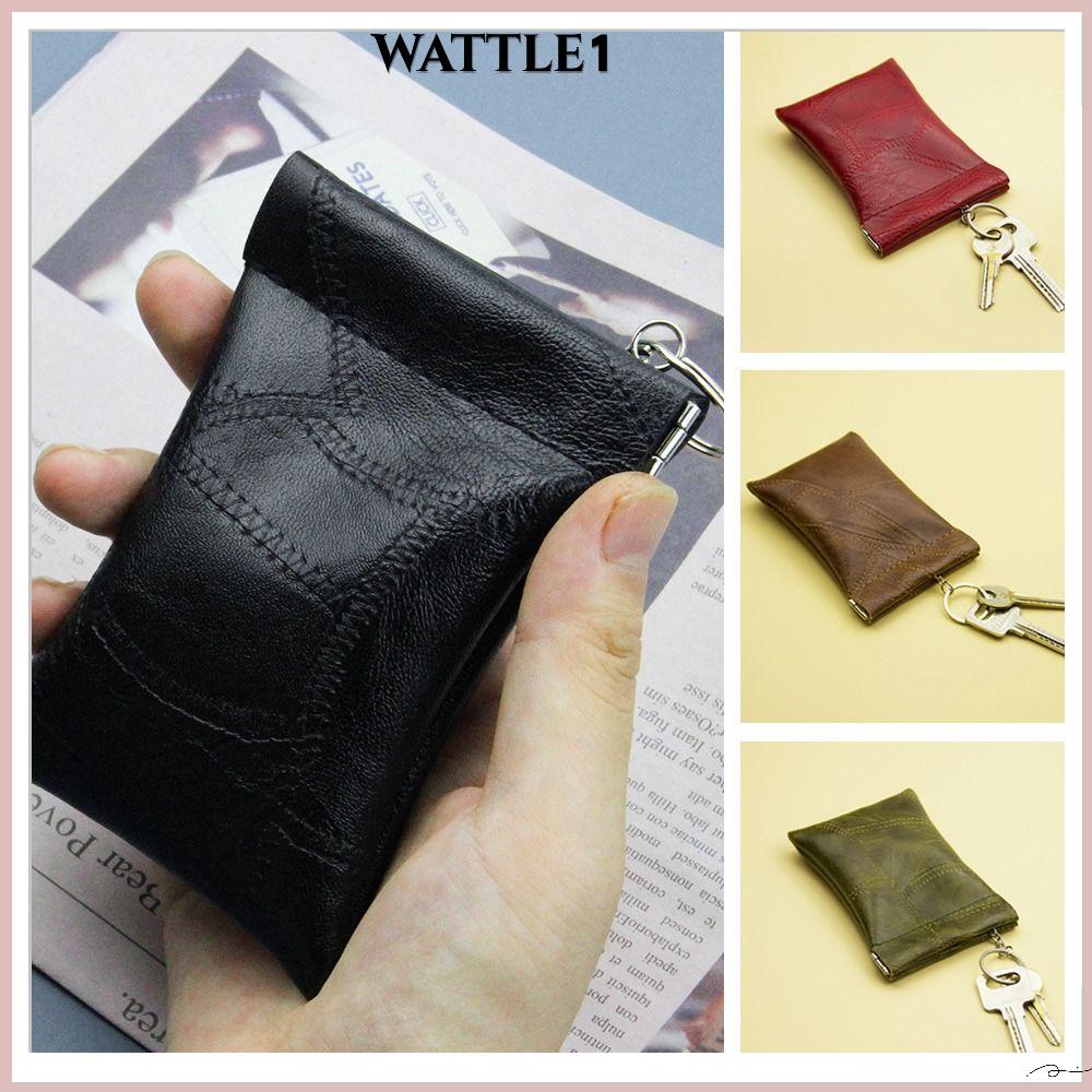 Wttle กระเป๋าสตางค์ กระเป๋าใส่เหรียญ หนัง PU ขนาดเล็ก สีพื้น สําหรับผู้หญิง และผู้ชาย