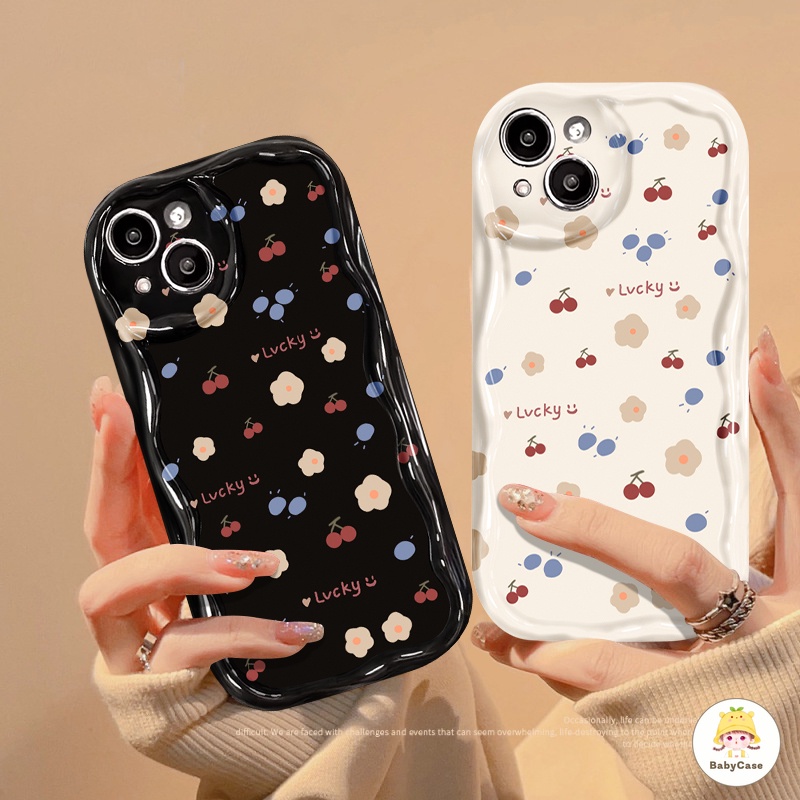 น่ารักเชอร์รี่ดอกไม้อ่อน TPU กรณีโทรศัพท์เข้ากันได้ iPhone 11 15 13 12 14 Pro Max 7Plus X XR XS Max 8Plus 7 8 Plus SE