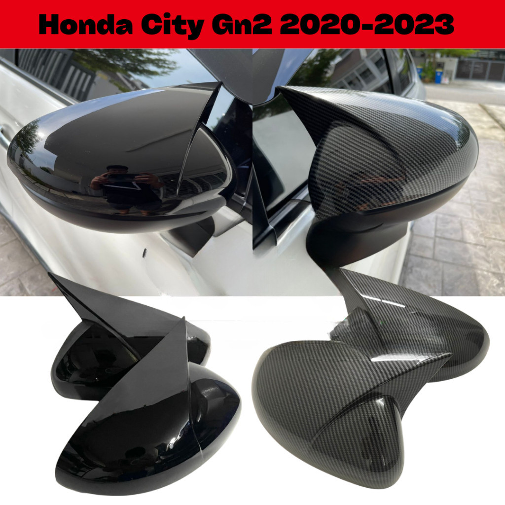 ขอบกระจกมองข้าง คาร์บอน สีดํามันวาว สําหรับ Honda City Gn/Gn2 2020-2024 M4 City Gn2 1.5S 1.5E 1.5V 1.5RS