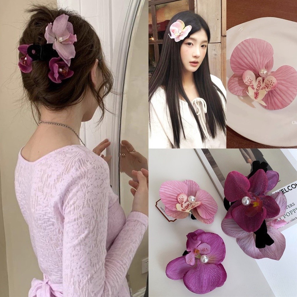 Phalaenopsis กิ๊บติดผมหน้าม้า ลายดอกไม้ เครื่องประดับ สําหรับผู้หญิง เหมาะกับวันหยุดริมทะเล