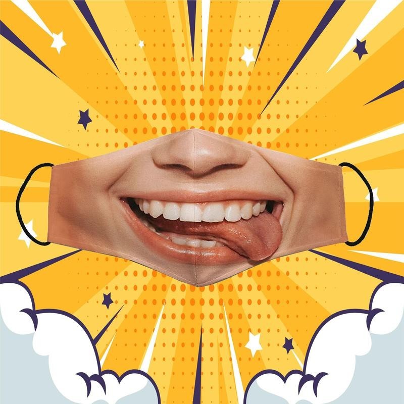 หน้ากากลิ้นม้วนตลกสําหรับทั้งชายและหญิงทําจากผ้าฝ้ายต้านเชื้อแบคทีเรียสวมใส่สบายอุปกรณ์เสริมสําหรับผู้หญิง