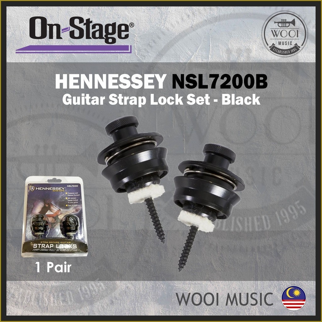 OnStage Hennessey NSL7200B ชุดล็อคสายกีตาร์ - สีดํา