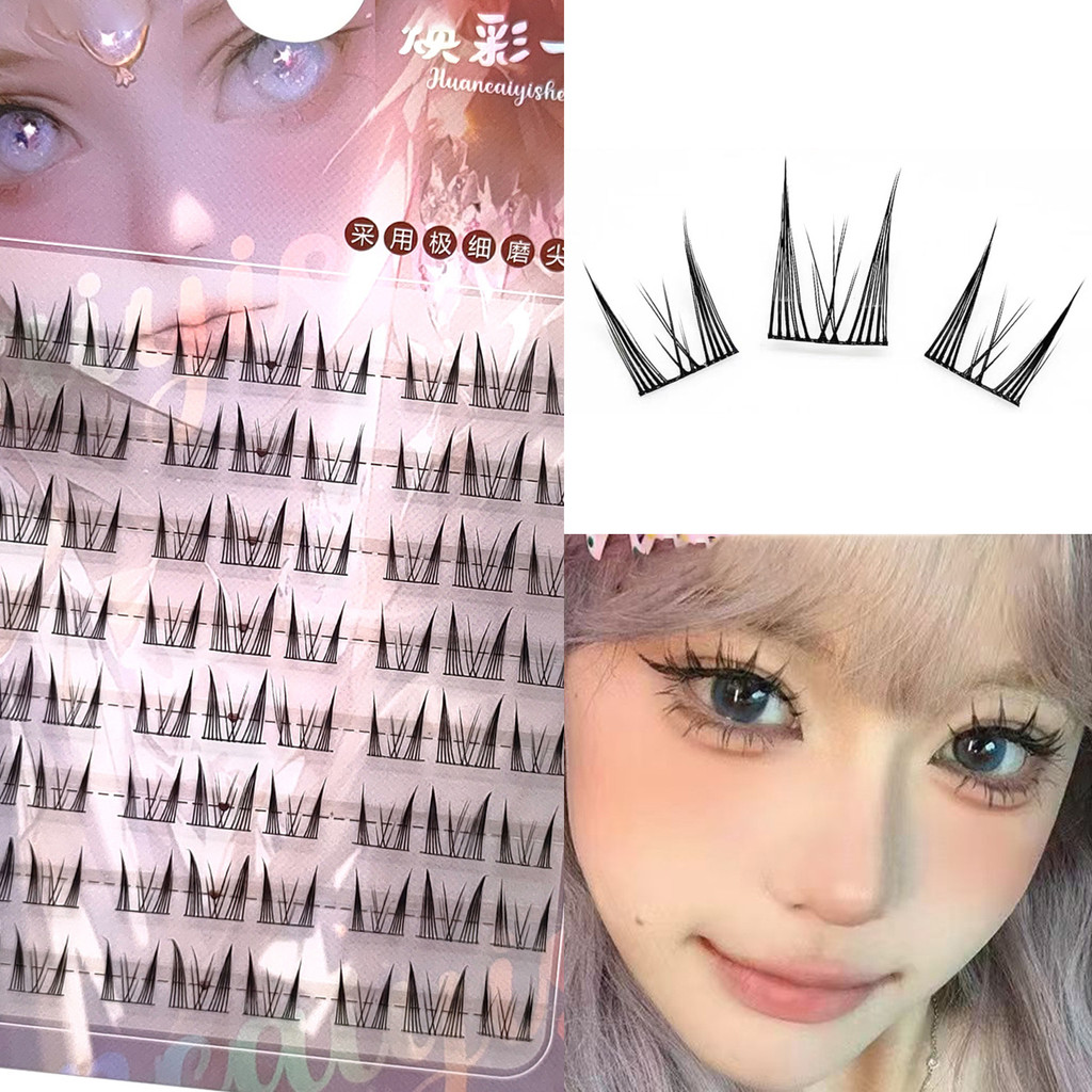 ผู้หญิง Devil Elf Eyelash Clusters Curling สวมใส่สบาย Fluffy ปลอม Lashes Perfect สําหรับสาว Night Out Eye แต่งหน้า
