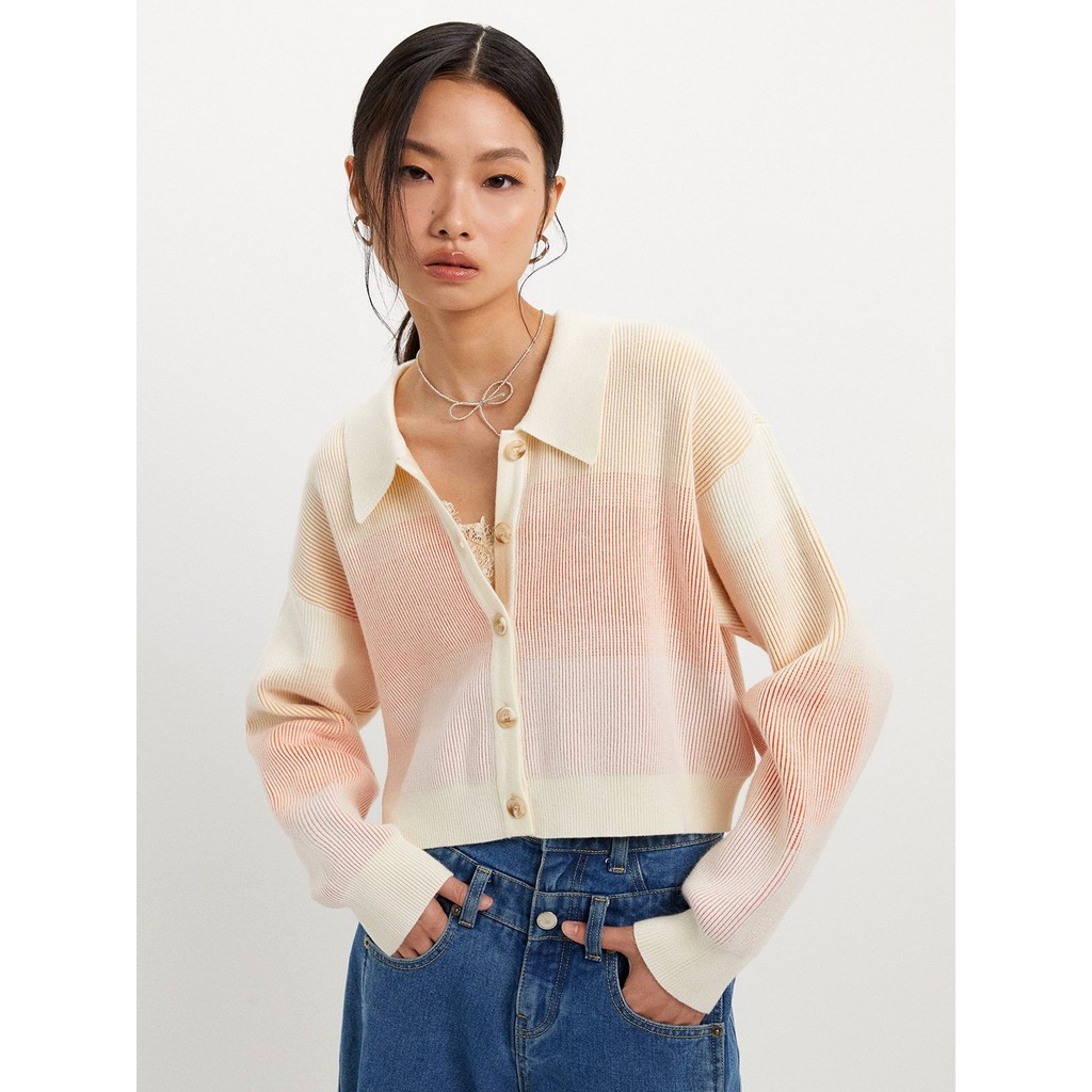 [Pomelo] เสื้อคาร์ดิแกนถักไล่สี / Gradient Knit Cardigan