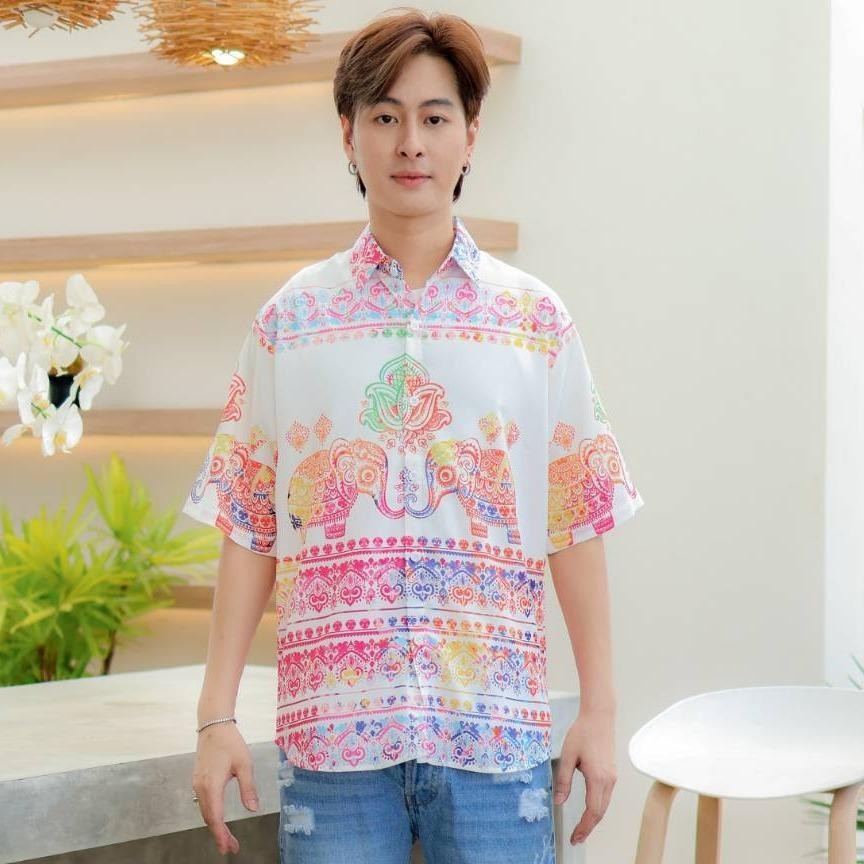 HD025เสื้อฮาวายลายใหม่2026  คลาสสิคThailandทรงวัยรุ่น หญิงชายใส่ได้ ผ้าโพลีพรีเมี่ยมไซส์38-56นิ้ว งานปัาย ลายคมชัด *1ตัว ราคา ถูกที่สุด ดีลบีเคเค แกลเลอรีภาพที่ 5