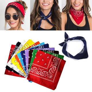 ผ้าเช็ดหน้า ผ้าโพกหัววินเทจ ขนาด 55x55 cm มี 5 สี ลายลูกน้ำ …