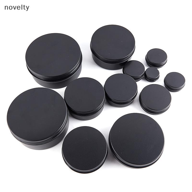 Nly Black Empty Round Aluminium Box Metal Tin Cans Cosmetic Cream Diy Refillable Jar N