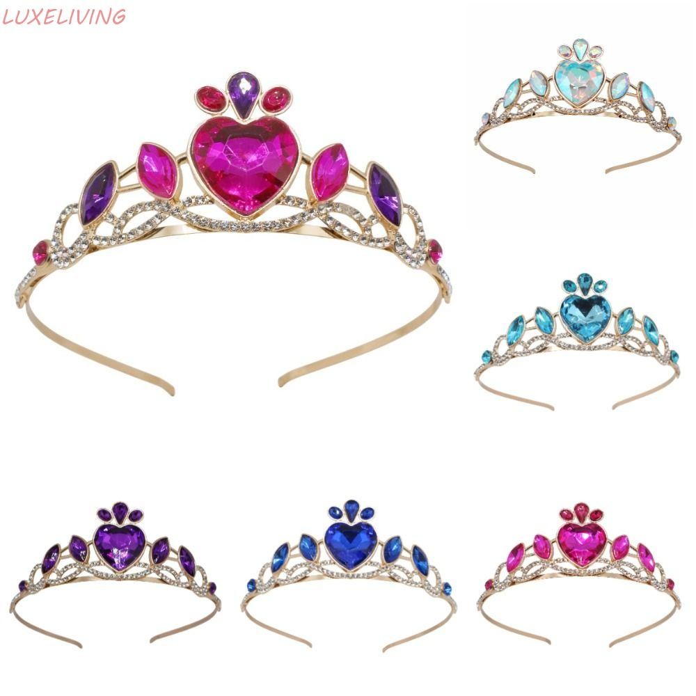 Luxeliving เจ้าสาว Tiara Crown, หัวใจออกแบบประณีต Princess Queen Crown, หรูหรา Gorgeous Multicolor V