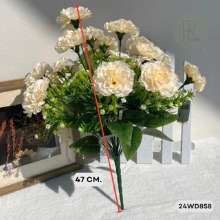 คาร์เนชั่นช่อ18ดอกแซมยิบโซ ดอกไม้ประดิษฐ์ ขนาดความยาว47cm.หน้าดอก7cm.