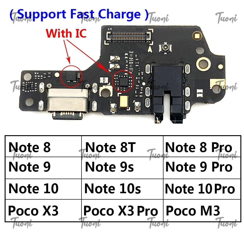Charger USB ชาร์จพอร์ต Flex Cable Connector สําหรับ Xiaomi Poco X3 M4 Pro M3 Redmi หมายเหตุ 7 8 8T 9