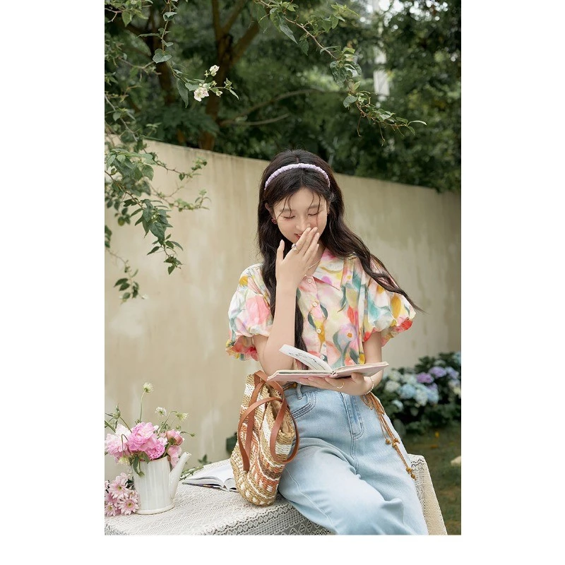 เสื้อครอปแขนตุ๊กตาลายดอกไม้ แฟชั่นผู้หญิง thumbnail 8