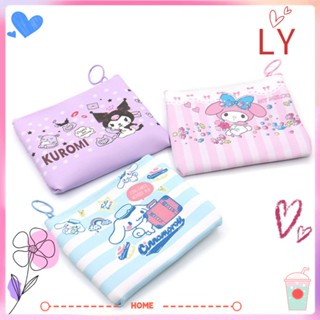 กระเป๋าใส่เหรียญ LY, Kawaii Cinnamoroll พวงกุญแจ กระเป๋าสตางค์ แบบพกพา Kuromi มินิ กระเป๋าแต่งหน้า เปลี่ยนกระเป๋าผู้หญิง