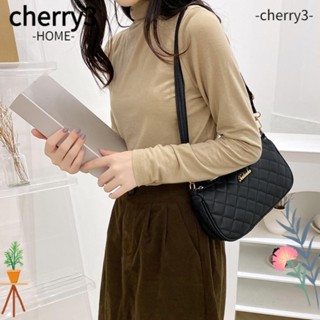 Cherry3 กระเป๋าสะพายไหล่ ใต้วงแขน แบบหนัง ปักลาย แต่งสายโซ่ สีพื้น สําหรับผู้หญิง