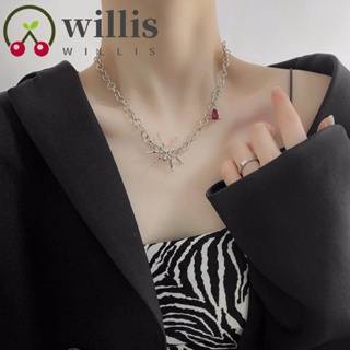 Willis สร้อยคอโซ่ไทเทเนียม ประดับลูกปัดไข่มุก แมงมุม สไตล์เรโทร เรียบง่าย เครื่องประดับ ของขวัญ