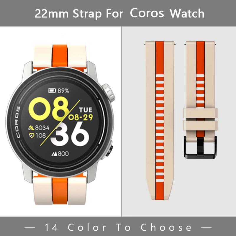 22 มม.สายนาฬิกาสําหรับ Coros Pace 4 Pro Apex 4 Pro 2Pro apex46 มม.Pace 3 SmartWatch Splicing สีซิลิโคน Quick Release เปลี่ยนสายรัดข้อมือ