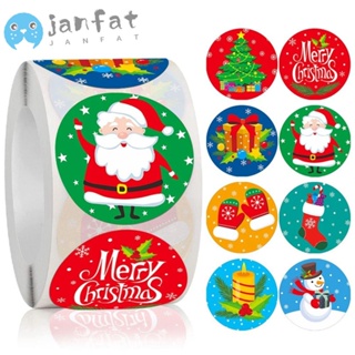 Janfat สติกเกอร์ฉลาก ลายสโนว์แมน คริสต์มาส มีกาวในตัว สําหรับติดตกแต่งกล่องขนม DIY