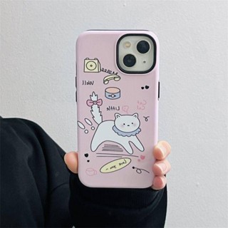 เคสโทรศัพท์มือถือ ซิลิโคน กันกระแทก ลายการ์ตูนแมวน่ารัก สีชมพู สําหรับ Iphone 14Promax 13 11 12 13Pro