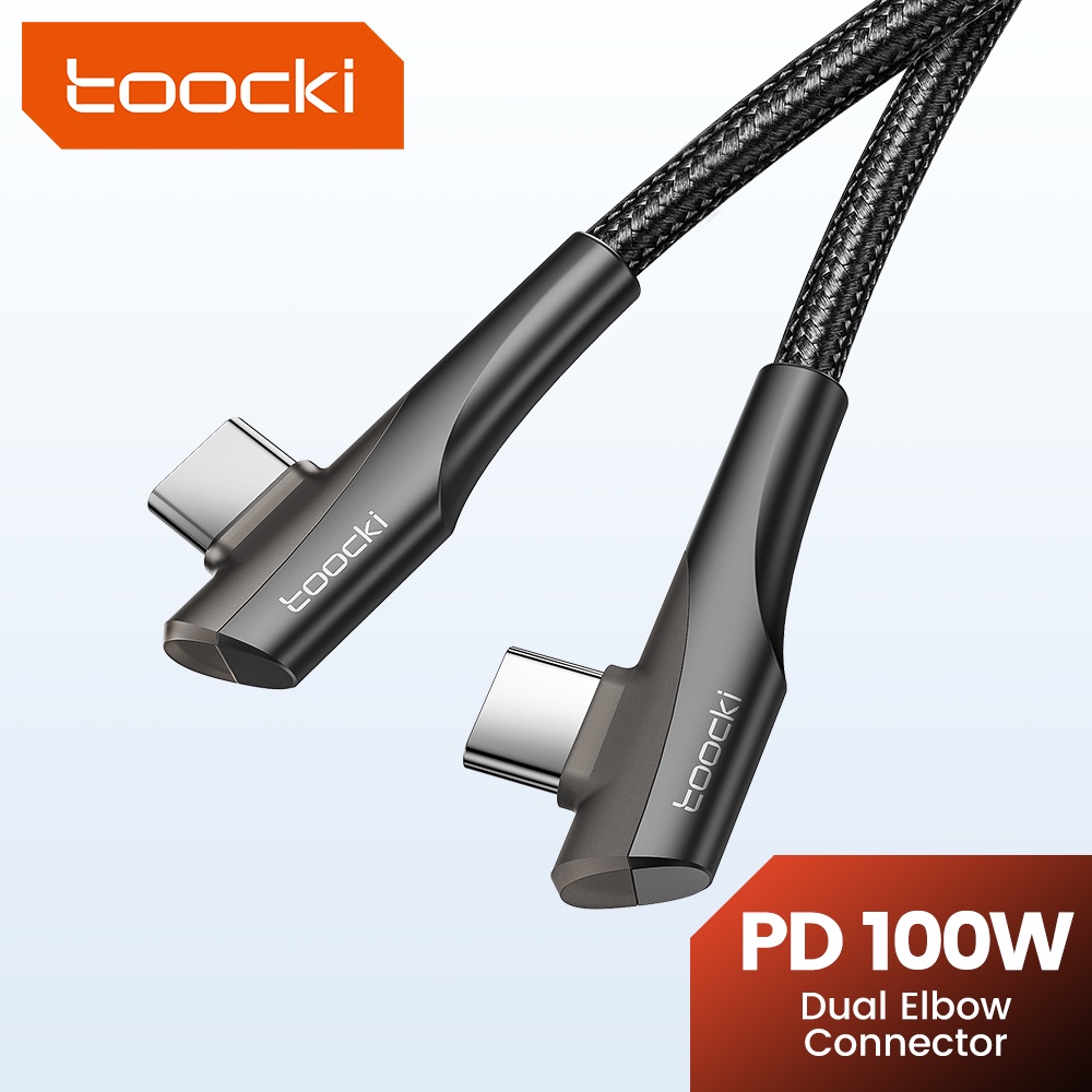 Toocki สายชาร์จ Type C เป็น Type C 90 องศา 100W แบบใส ชาร์จเร็ว สําหรับเล่นเกม