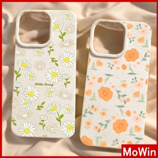 Mowin - เข้ากันได้สำหรับ เคสไอโฟน เคสไอโฟน11 เคส iphone 11 กรณีเป็นมิตรกับสิ่งแวดล้อมสีขาวกรณีนุ่มป้องกันกล้องกันกระแทกดอกไม้สีส้ม Daisy เข้ากันได้กับ iPhone 15 14 13 PRO MAX 12 11 XR XS 7 8 PLUS