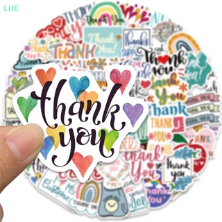 Li สติกเกอร์ กันน้ํา ลาย Thank You สําหรับตกแต่งกระเป๋าเดินทาง โน้ตบุ๊ก 50 ชิ้น