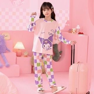 Childrens pajamas spring and autumn cotton super cute long-sleeved net red girl Kulomi popular style go out home suit