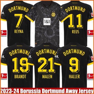 Fb 2023-2024 Borussia Dortmund Away Jersey Brandt Reyna Malen Reus Haller เสื้อยืดกีฬาฟุตบอล พลัสไซซ์