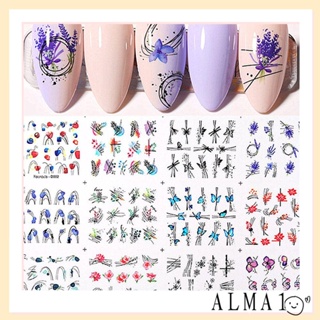 Alma สติกเกอร์ตกแต่งเล็บ ลายใบไม้ DIY 12 ชิ้น